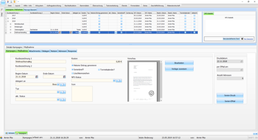 Handwerkersoftware Interstar Kampagnenverwaltung