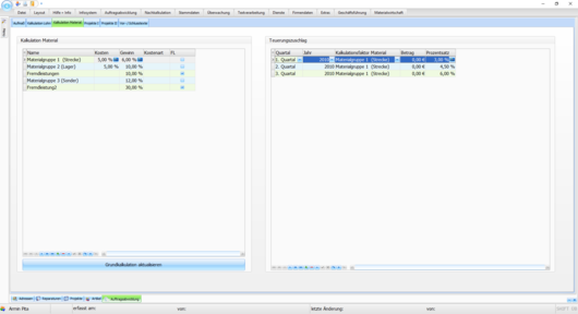 Handwerkersoftware Interstar Projekt-Materialteuerungszuschlag