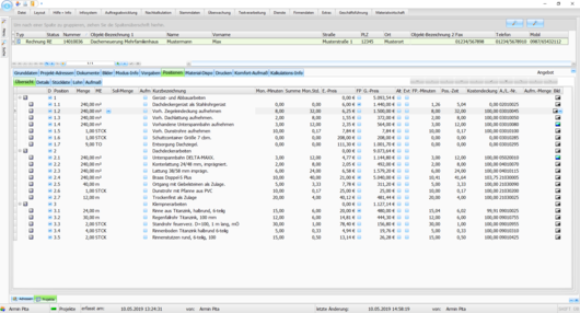 Handwerkersoftware Interstar Positionen